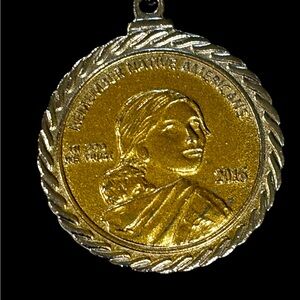 American Indian Relief Council  2016 Sacajawea Coin Token Chain Link Necklace